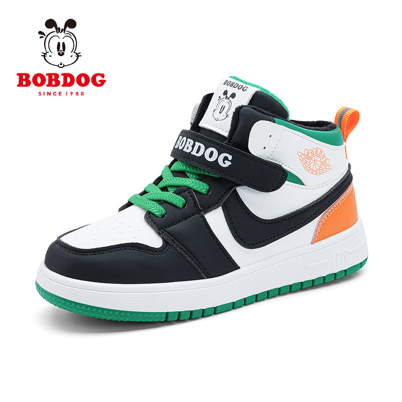 Babu Bean zapatos para niños otoño y invierno 2025 nuevo cuero impermeable zapatos de skate de alto rendimiento y zapatos deportivos de algodón para niños