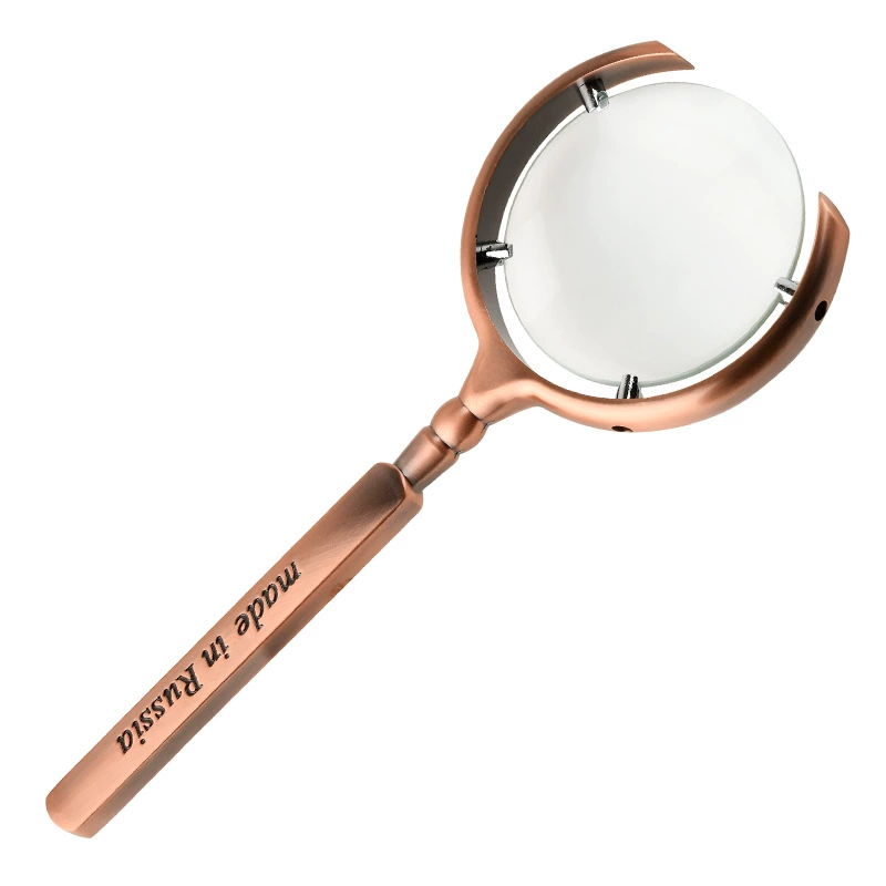 8 раз 60 мм русский полумесяц в форме старинного металлического подарка Безрамное Ретро классическое портативное увеличительное стекло для чтения