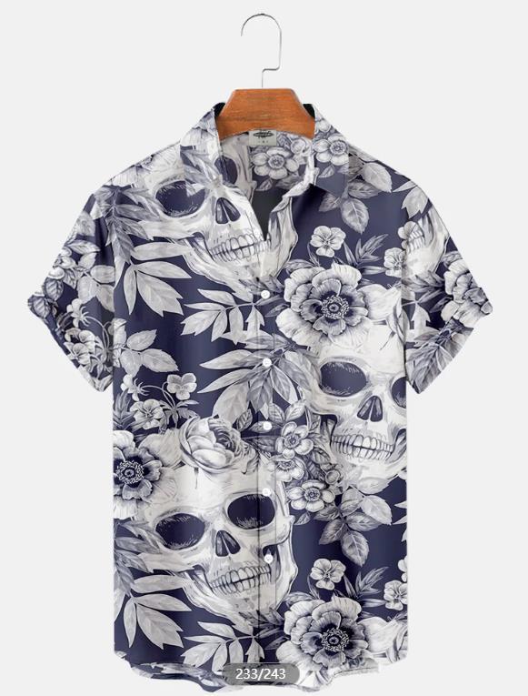 Tendencia de moda para hombres transfronterizos Camisa de manga corta hawaiana Camisa estampada digital 3D Estilo explosivo de Amazon transfronterizo