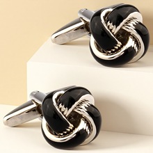 优质法式袖扣袖口袖钉 男士cufflinks 象形类 黑色麻花袖扣