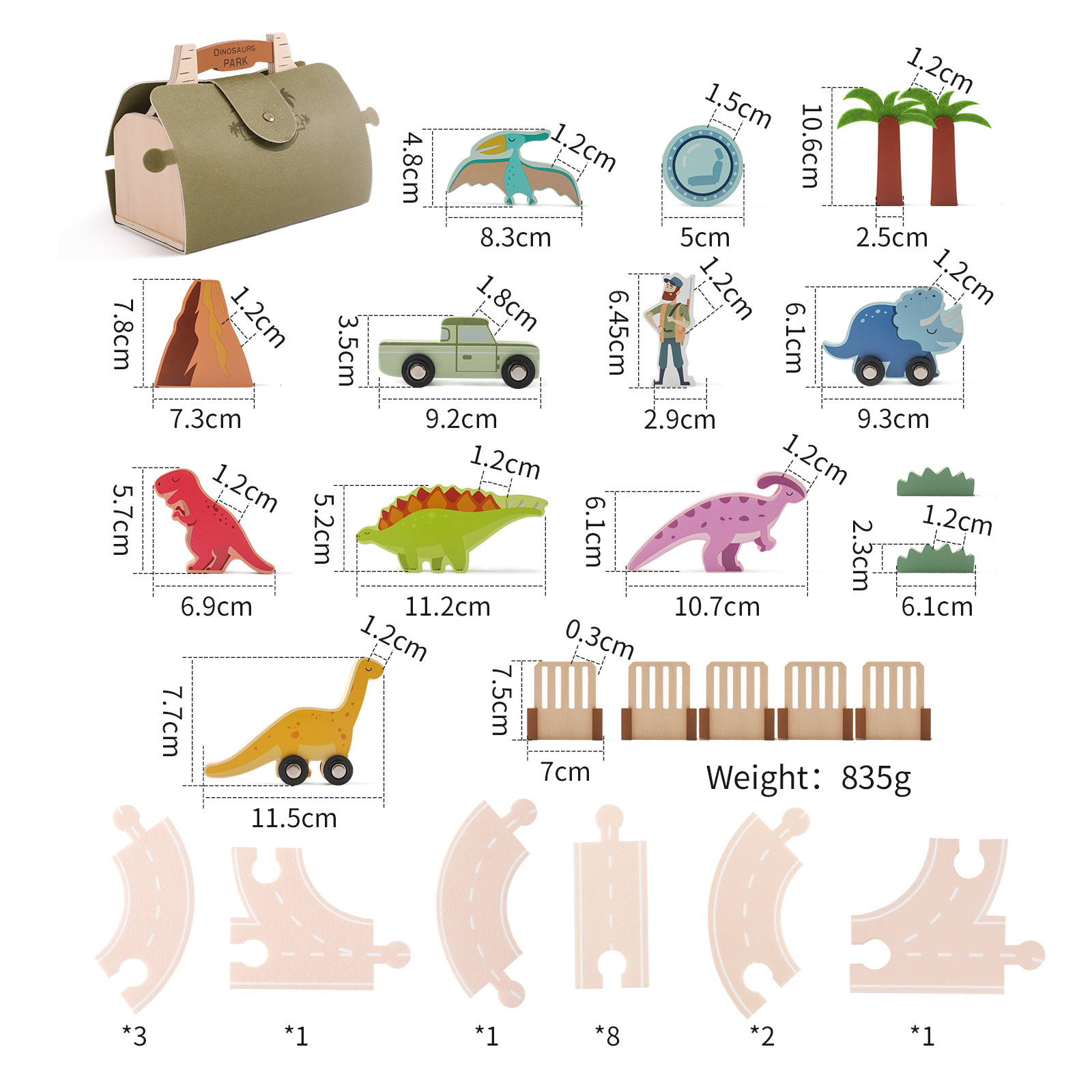 Juego de Juguetes de Pista de Animales de Madera Multifuncional Educativo para Niños