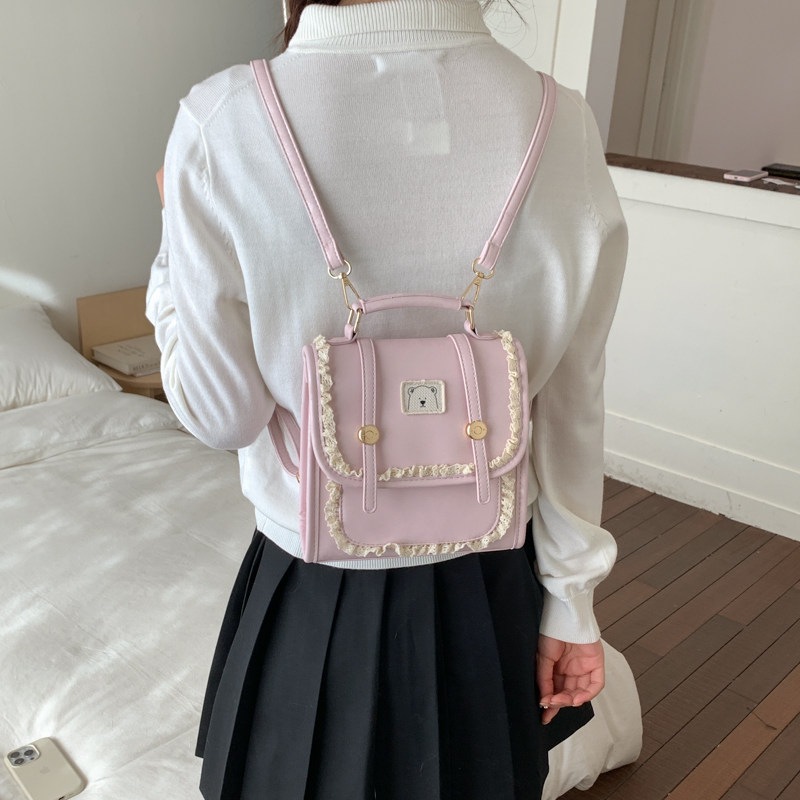 Mochila de encaje nuevo estilo de estilo universitario de moda moda de encaje de viaje de la mochila de chicas 2026 clase