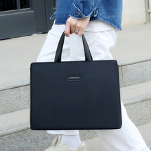 免费LOGO定制手提包男士公文包员工会议文件包横款15寸牛津布男包