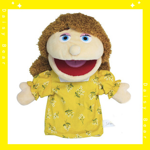 Plush Toy Family Parent-Child Interaction Hand Doll Mouth Half-length Finger Doll Cartoon Grandpa and Grandma Doll