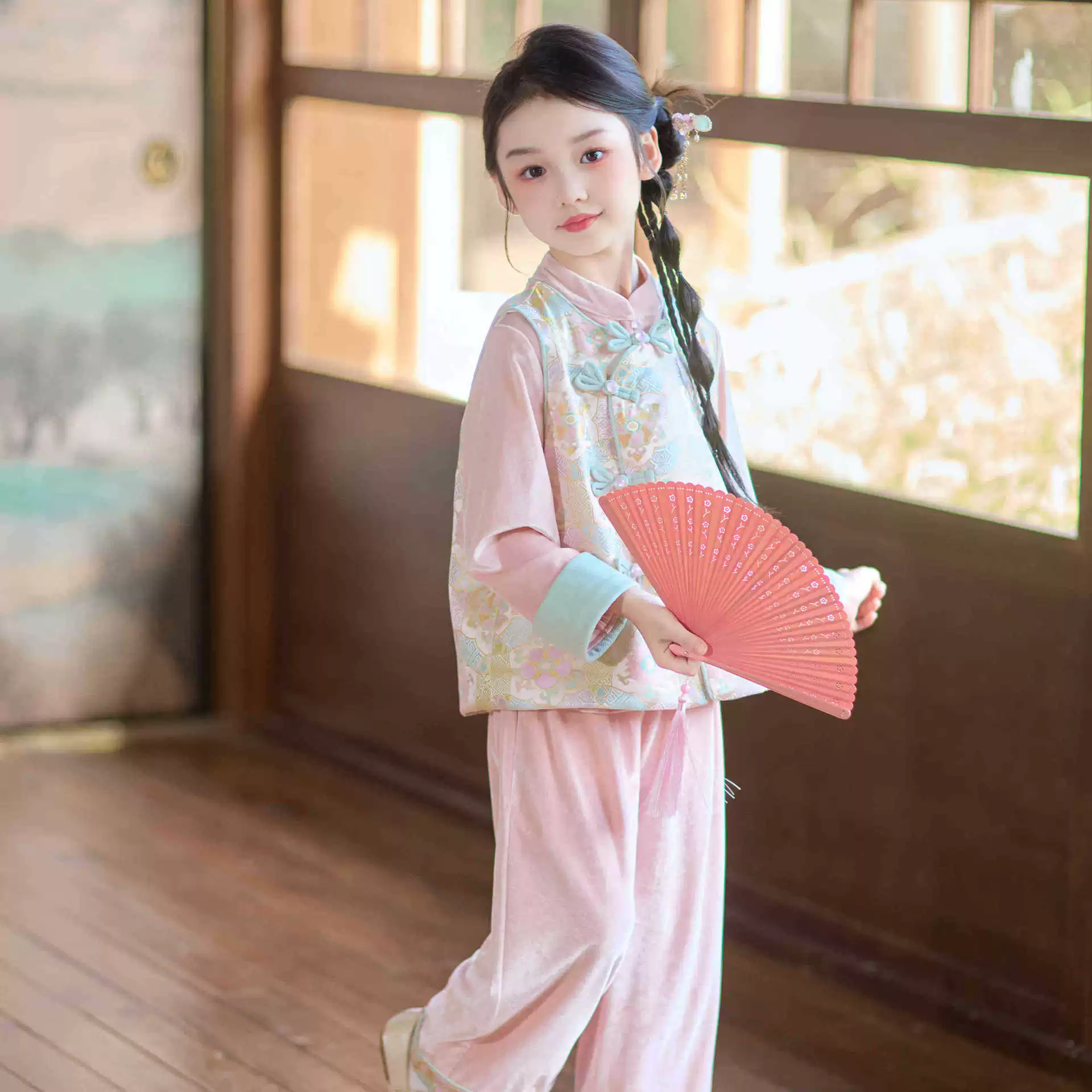 Hanfu, children's set, autumn, Chinese style