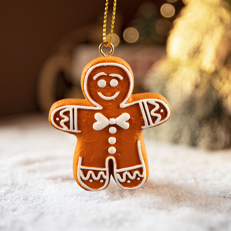  new Christmas resin elderly snowman elk Pancake Man Christmas pendant hanging small ornaments decorations