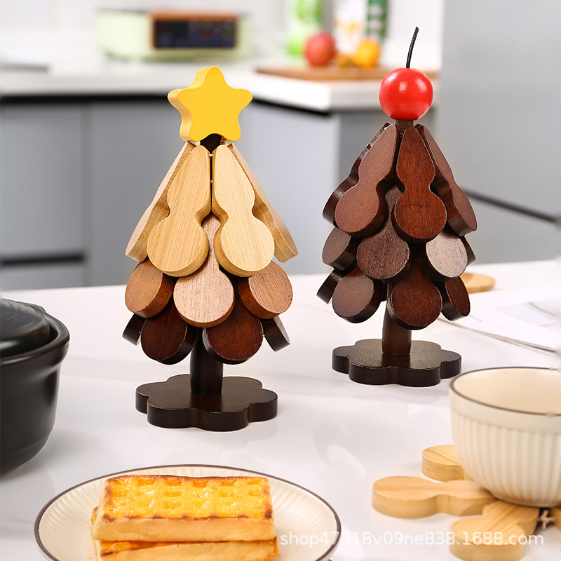 Un árbol aislante térmico almohadilla resistente a quemaduras resistente a altas temperaturas almohadilla de comedor casera de alta calidad sensación de árbol de Navidad calabaza mesa de comedor tazón almohadilla decoración