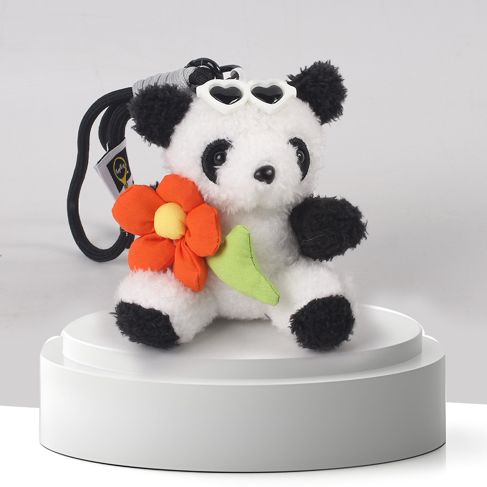 Cute panda mochila colgante muñeca de peluche colgante muñeca llavero de automóvil regalo de estudiantes