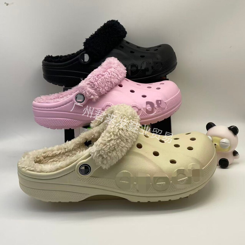 Fleece-Lined Clogs for Women, Winter Warm Closed-Toe Slippers, Thick-Soled, Non-Slip, Breathable, Fashionable and Versatile Style
