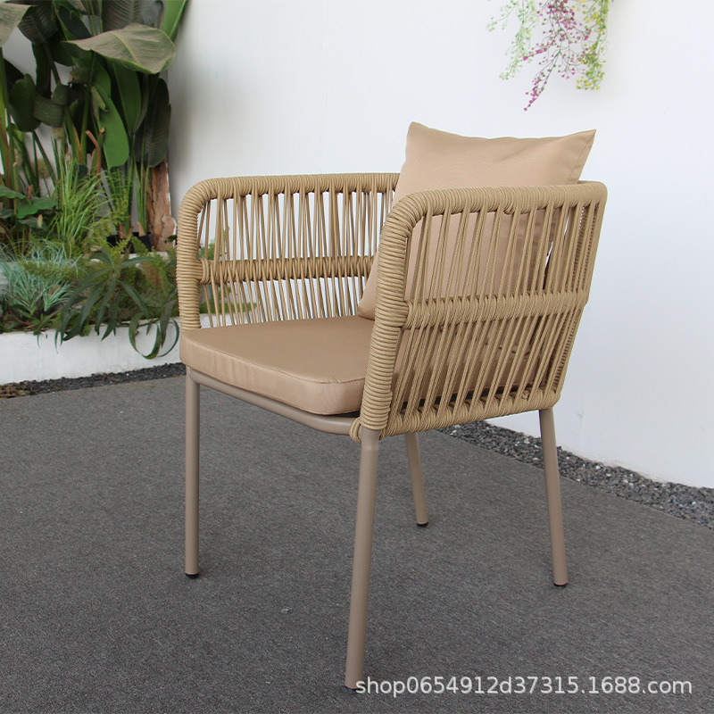 Aleación de aluminio al aire libre respaldo balcón silla de caña terraza patio silla de ocio al aire libre jardín villa patio silla de caña