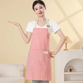 条纹围裙家用厨房工作服做饭烘焙围腰广告LOGO印无袖透气家居