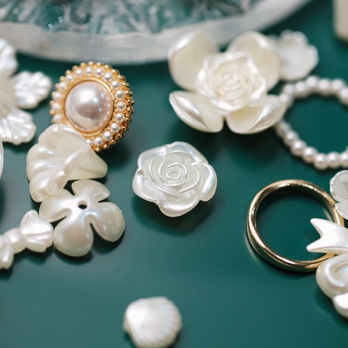 ABS imitation pearl tori plastic perforated rose shape bow flower petals diy handmade clothing accessories