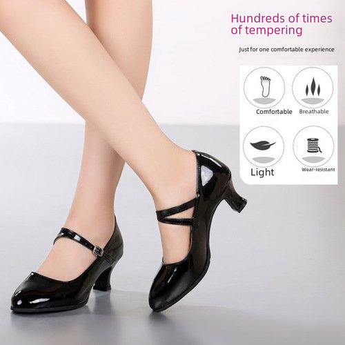 Luo Yishan Latin Dance Shoes for Women Adult Square Dance Shoes Silver Low Heel Ballroom International Modern Dancing Shoes