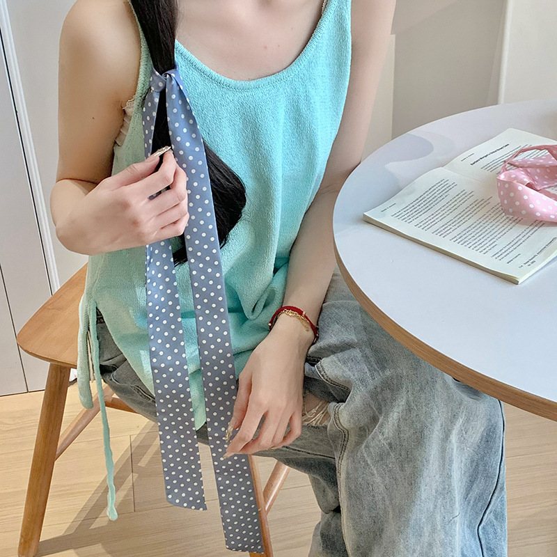 Bufandas de seda de punto de onda alta sensación de verano con camisas delgadas de cuello bufandas de seda coreanas correa de pelo