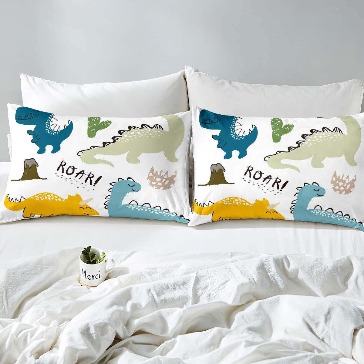 Dinosaurios dibujos animados impresión colcha de tres piezas impresión digital comercio exterior kit textil Aliexpress Amazon textil