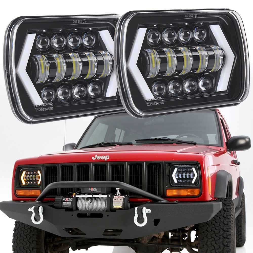 5x7 Square Jeep Headlight 5x7 7 Inch Cherokee Headlight 55W LED Work Light Truck