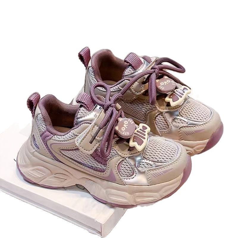 Zapatos de primavera y otoño para niñas 2026 nuevos zapatos de deporte transpirables de malla para niños zapatos casuales de dibujos animados zapatos de running para niños