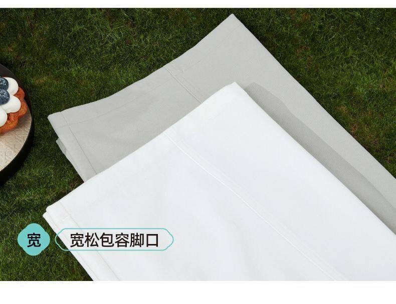Quần ống rộng nữ cạp cao màu trơn chống nhăn dáng suông rộng rãi ống cong — Người nhỏ nhắn màu trắng kem, Người nhỏ nhắn màu đen, Trắng ngà thông thường, Xanh tím than, dành cho người nhỏ nhắn chi tiết 9