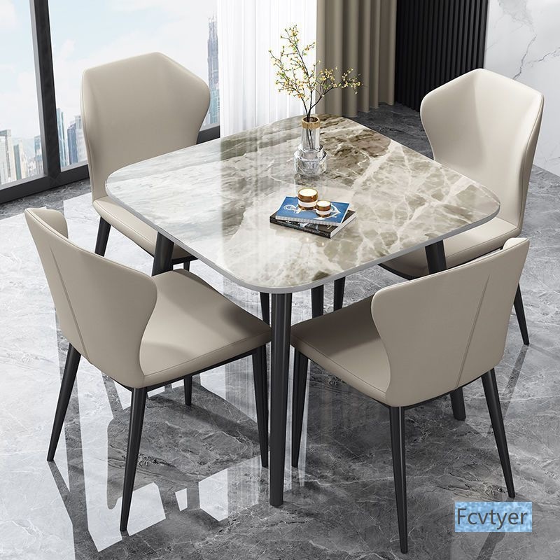 Italian-Style Small Household Imported Square Dining Table with Glossy Surface for Leisure Dining