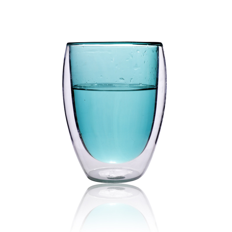 Copa de agua de vidrio color liner borosilicato vidrio taza de café casa creativa de doble capa taza personalizada