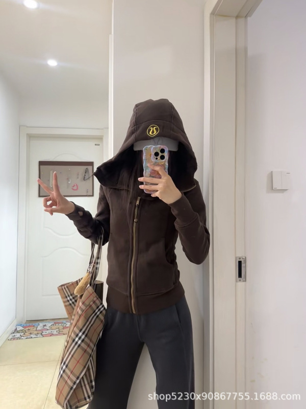 露露金标修身连帽卫衣女抓绒休闲运动外套|undefined