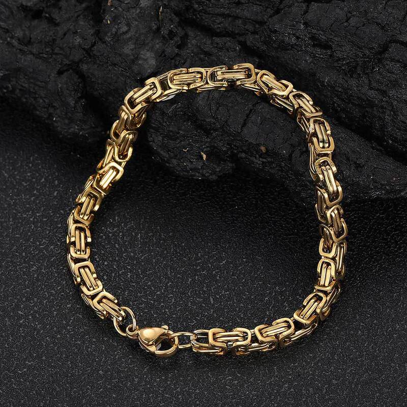 Amazon Cross-Border 4mm Byzantine Emperor Chain Stainless Steel Bracelet Titanium Steel Jewelry Personalized 18K Gold Bracelet Accessories