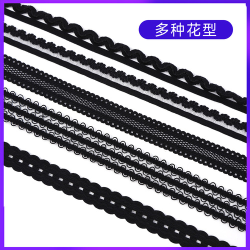 Factory wholesale black lace elastic floral edge decorative accessories for dresses and socks with lace openings