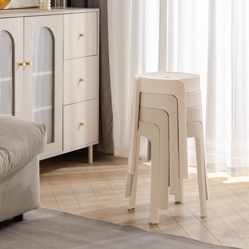 Taburetes de plástico grueso para el hogar, taburetes de comedor ciclón apilables, taburetes de molino de viento, taburetes redondos altos, sillas simples
