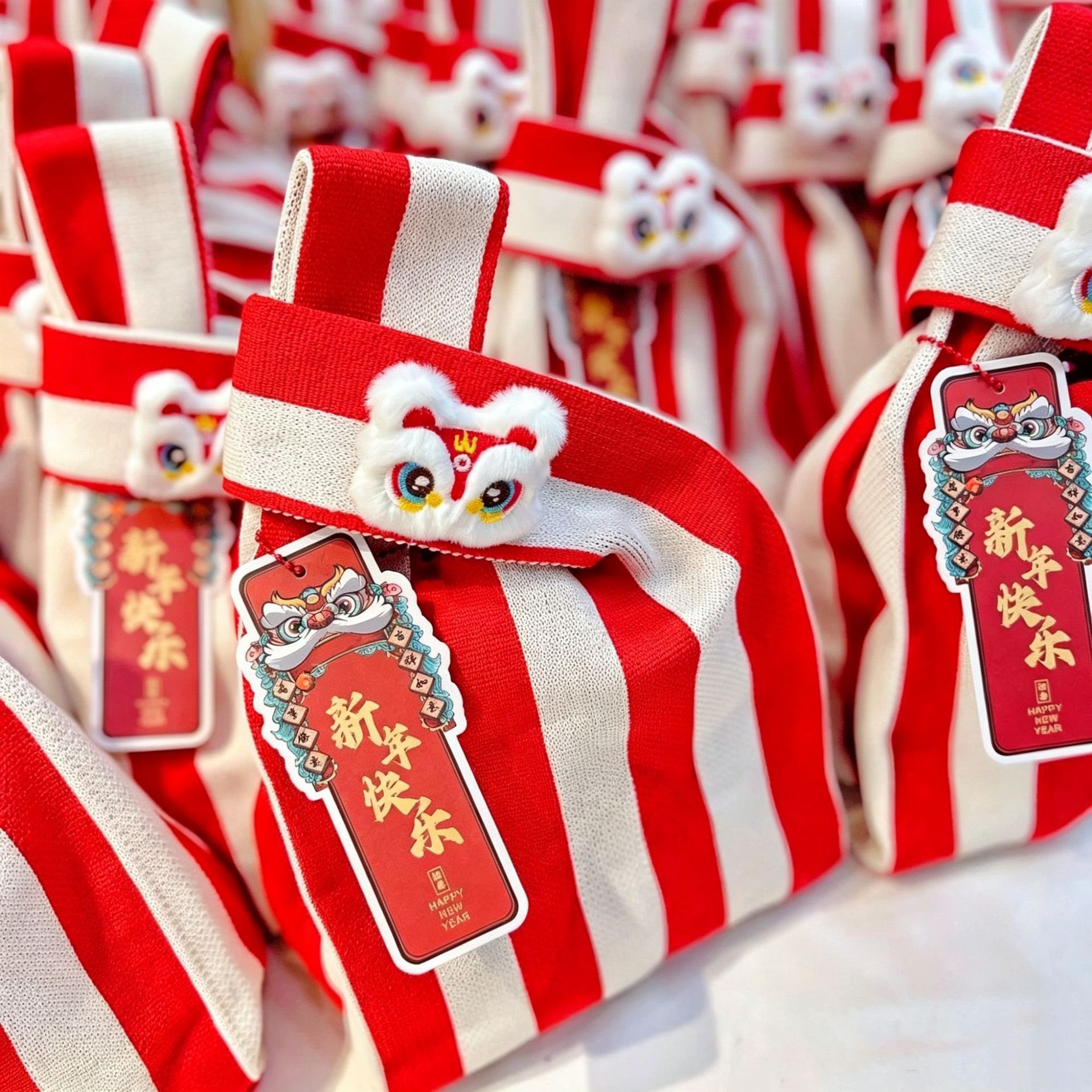 2026新年针织袋马年手提包大容量春节拜年礼物单肩包背心包礼品袋