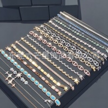 A家精工版粉贝爱心四叶草六芒星手链满钻轻奢叠戴手饰直播批代发
