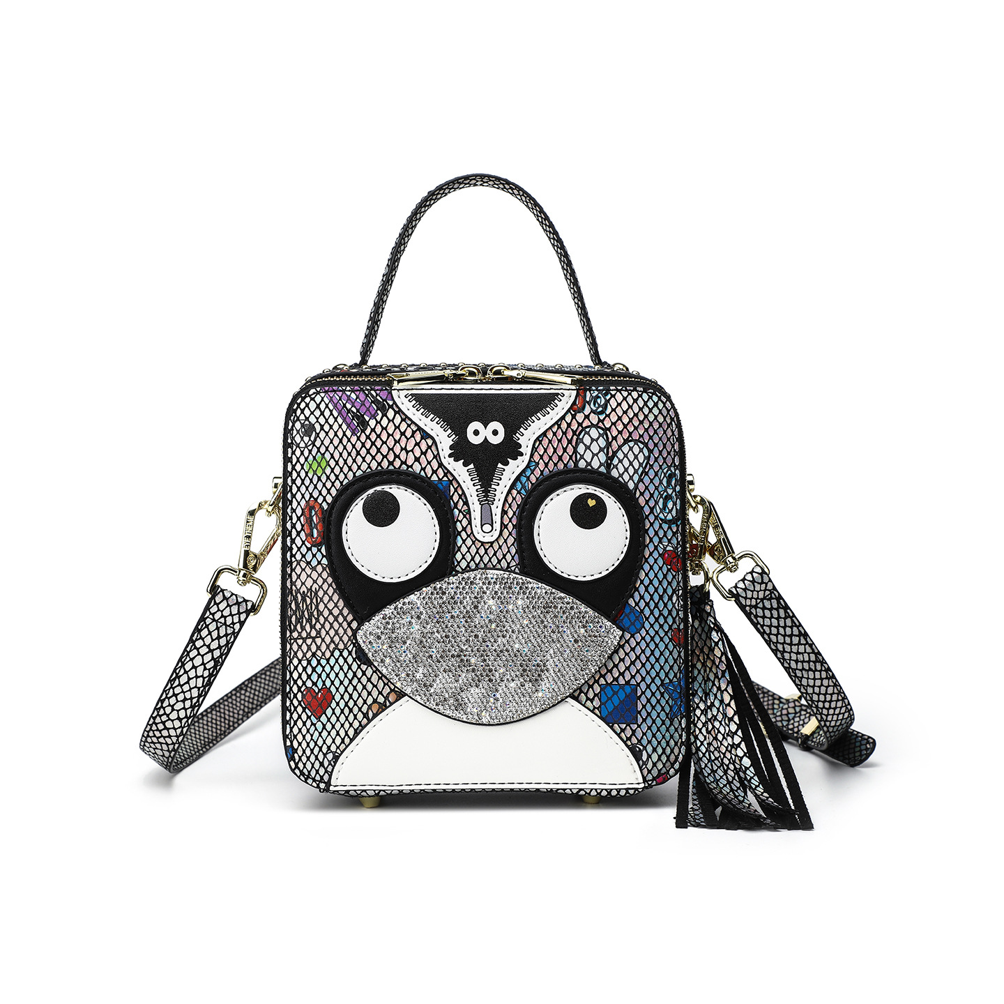 Estilo de mujer bolso cuadrado animal de moda cremallera bolso de perfume estampado con diamantes personales 2895 #