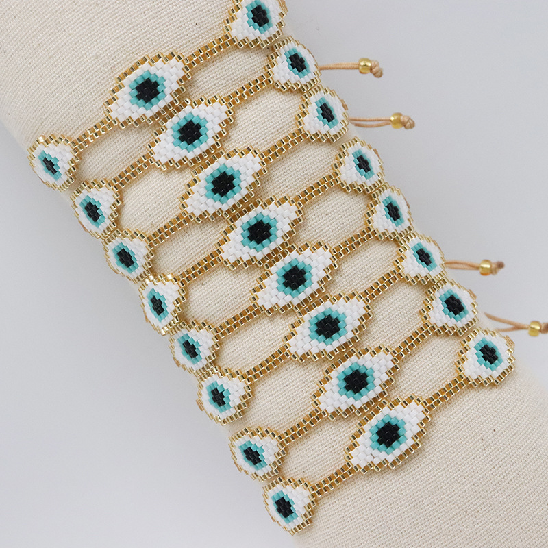 4g Weight Handmade Inlay Material Retro Devil'S Eye Eye Eye Handmade Glass Rope String Bracelets Wholesale