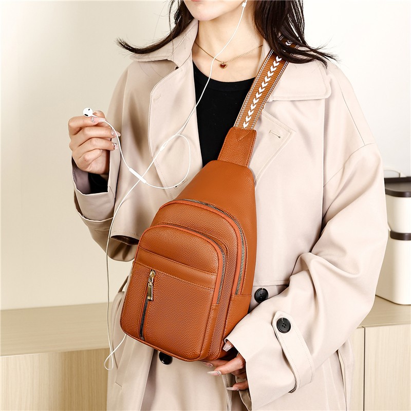Bolso de pecho de mujer nuevo estilo transfronterizo Bolso de hombro con textura de cuero suave de moda Bolso de mensajero portátil de viaje de ocio bags comercio exterior