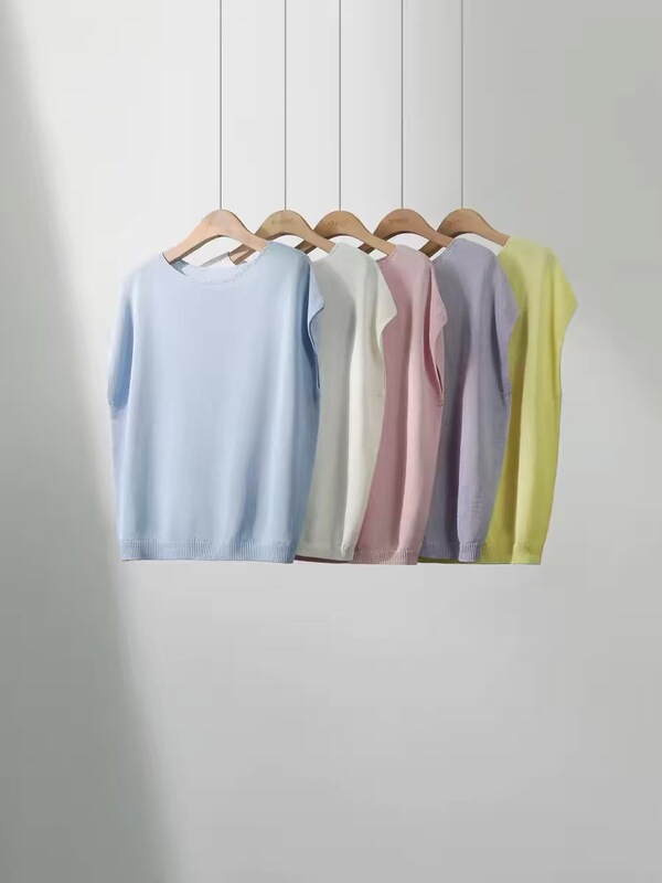 0624-48 Tencel 100 and Japanese Paper Yarn Elegant Round Neck Knit Sweater 0624-48 Tencel 100 and Japanese Paper Yarn Elegant Round Neck Knit Sweater