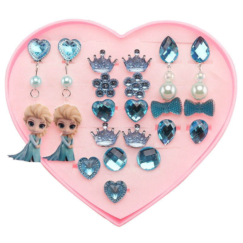 Children's ear clips, set for princess, cartoon accessory, no pierced ears, Birthday gift