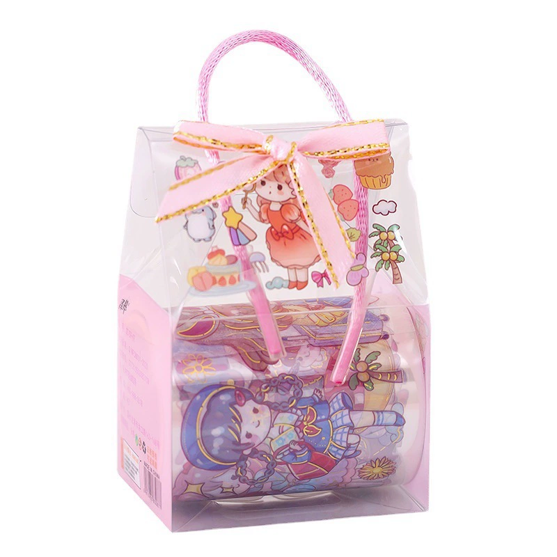 Браслет, анимированная резинка для волос, прозрачная наклейка, креативные наклейки с бантом, набор для рук