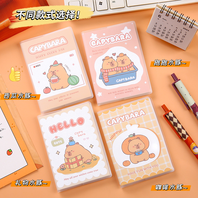 Cuaderno de bolsillo Capibara A7 portátil creativo lindo de alto valor de visualización cubierta de plástico dibujo personalizado