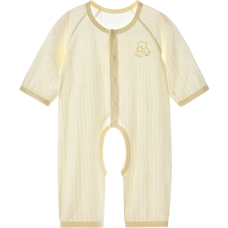 Uniform de bebé verano para niños delgados entrepierna abierta aire acondicionado camisa de manga larga ropa recién nacida ropa de verano bebé