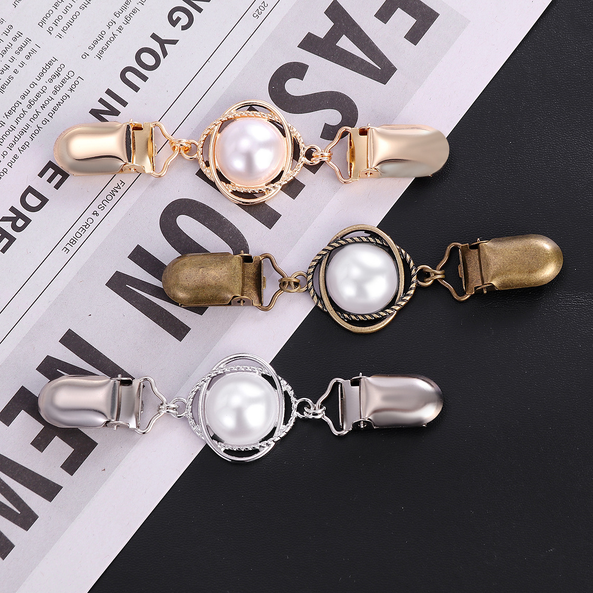 Broche vintage de pérolas para mulher, fecho elegante cardigan_voghion.com