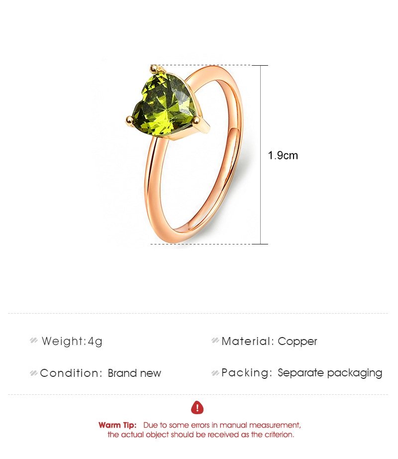 Wholesale Jewelry Heart Zircon Copper Plain Ring Nihaojewelry display picture 1