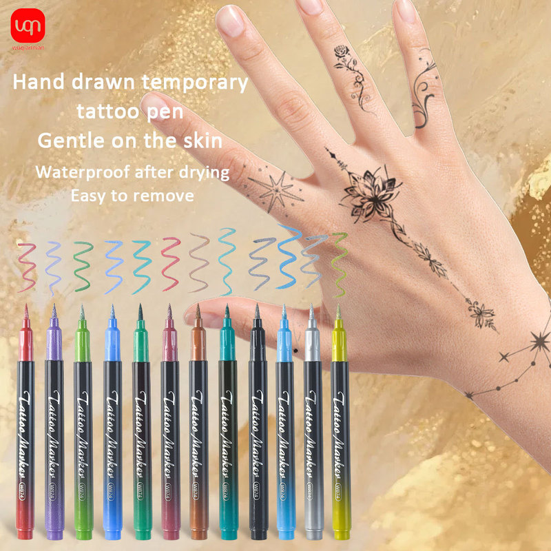Cross-Border Supply of Temporary Tattoo Pens, Disposable Body Skin Markers, Painting Pens, Party DIY Skin Pens