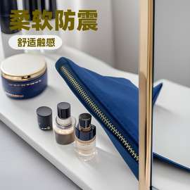 中号蓝色绒布化妆包家用收纳化妆刷柔软防震