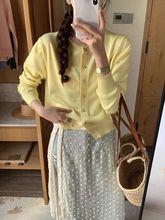 韩系小香风短款针织开衫女春秋高级感气质内搭毛衣外套绝美小上衣