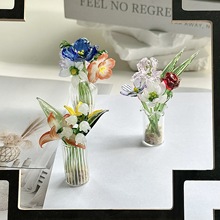 手工琉璃迷你诞生花仿真桌面摆件玻璃工艺品玻璃花束盆栽装饰礼品
