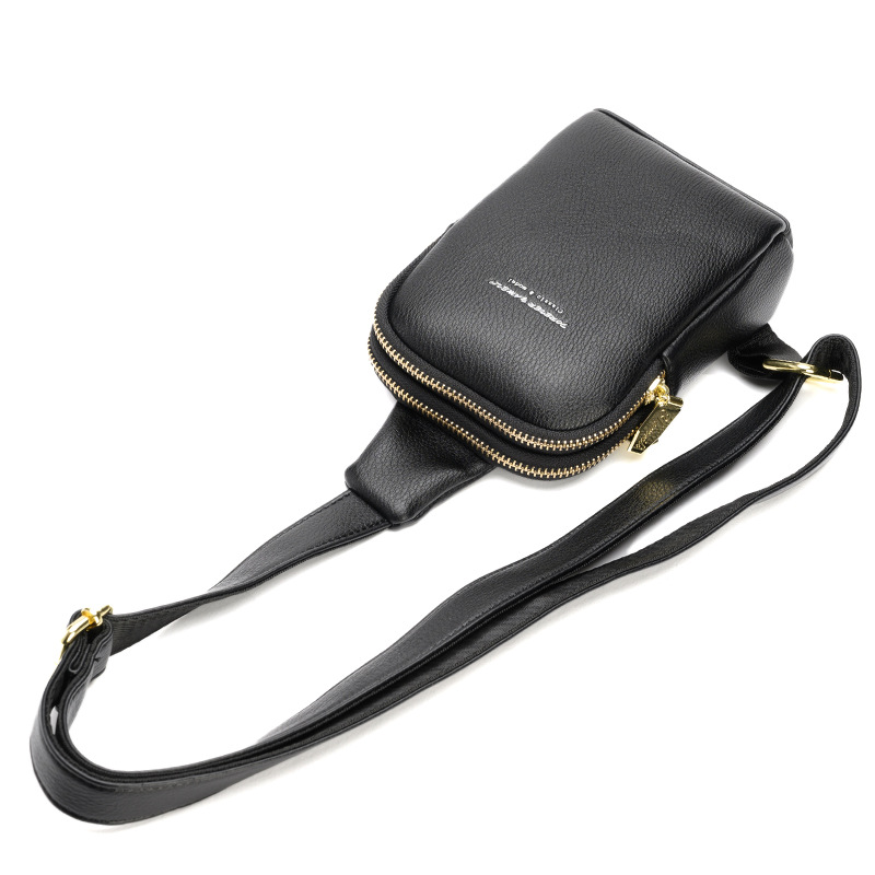 Transfronterizo 2023 nuevo bolso de pecho de mujer de PU con textura bolsa de mensajero de hombro simple correa de hombro ancha bolsa de motocicleta casual para mujer