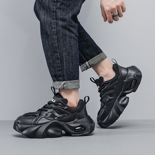 Men's Shoes: Platform Loafers, Spring 2024, Motorbike Dad Shoes, Thick Sole, Sporty Mesh, Casual, Dropshipping One Piece