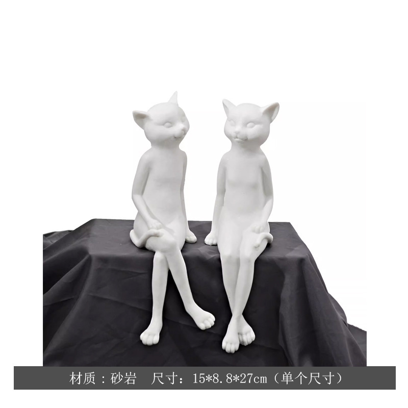 モダンでシンプルなかわいいペットの猫とクマの幾何学的な動物の装飾品北欧ホームモデルルームワインキャビネット子供部屋の装飾|undefined