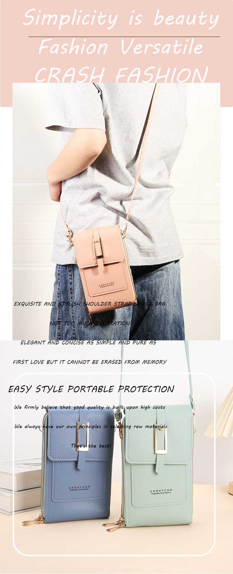 Women's Solid Color Pu Leather Flip Cover Phone Wallets