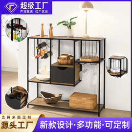 跨境热销厨房置物架钢木结合免打孔收纳落地多层多功能置物架厨房