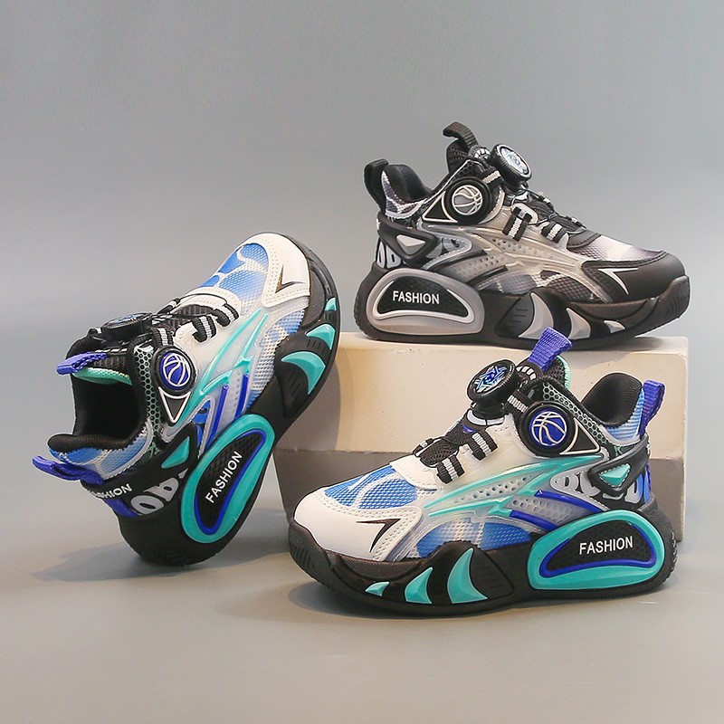 Zapatos deportivos para niños primavera y otoño 2026 nuevos zapatos de corrida transpirables de malla para niños zapatos de baloncesto para niños